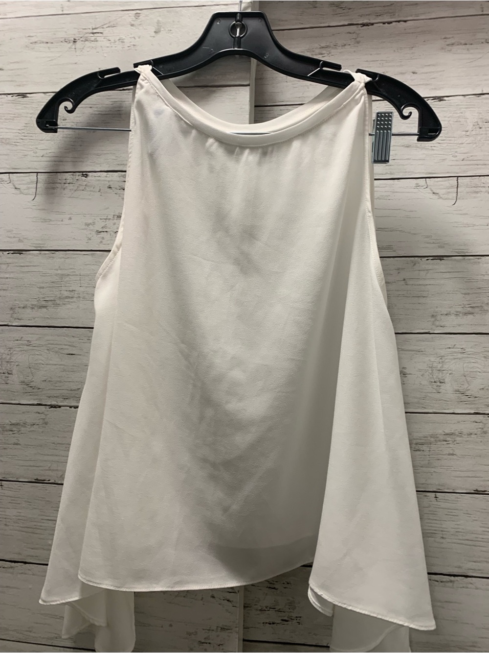 Sleeveless White High-Neck Flowing Camisole